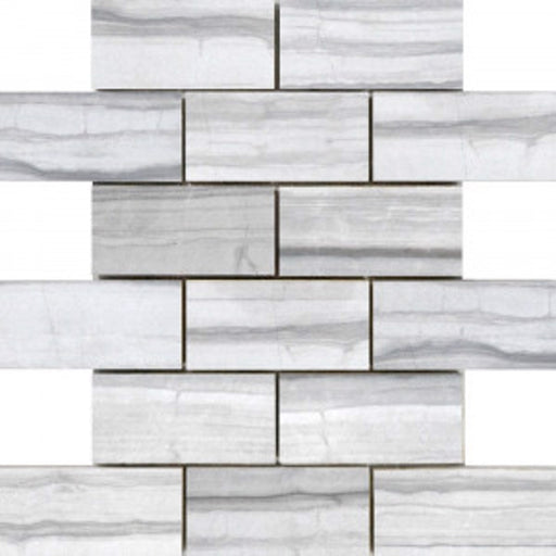 Denver Ice Grey Tru-Stone Mosaic Porcelain Tile (2"x4") $5.56 /sq.ft