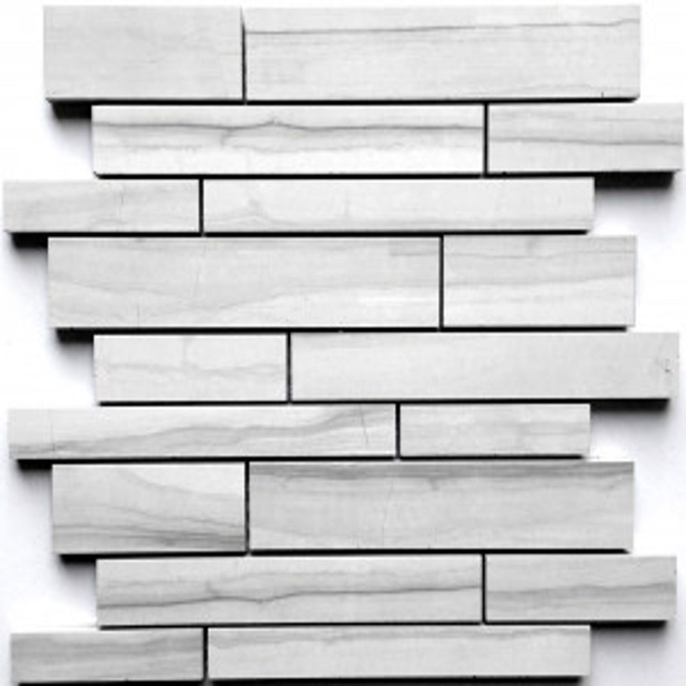 Denver Ice Grey Polished Random Strips Mosaic Porcelain Tile (12"x13") $5.55 /sq.ft
