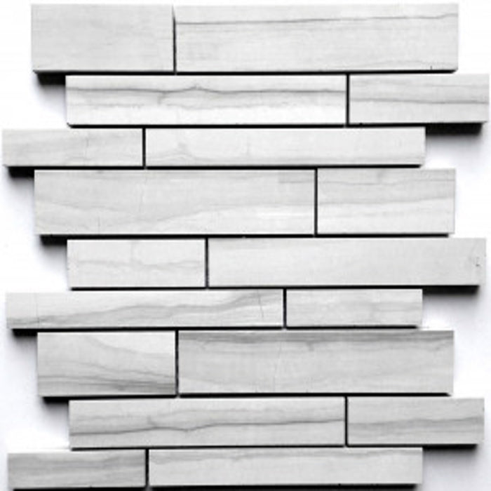 Denver Ice Grey Polished Random Strips Mosaic Porcelain Tile (12"x13") $5.55 /sq.ft