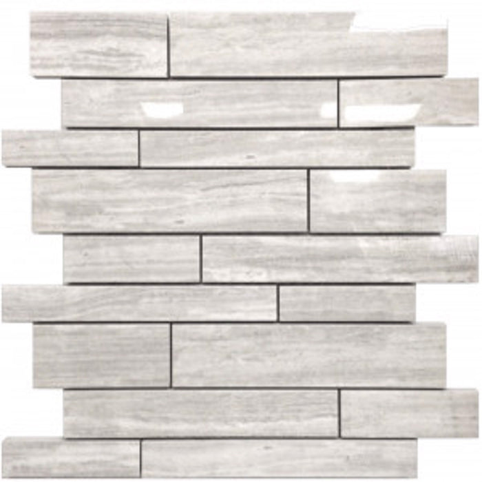 Elora Grey Tru-Stone Polished Random Strips Mosaic Porcelain Tile (12"x13") $5.55 /sq.ft