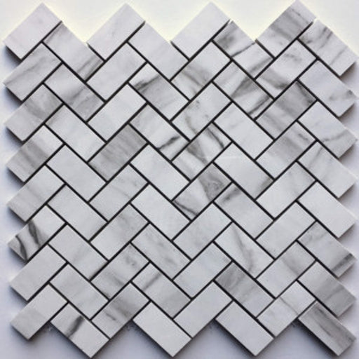 Fusion White  Herringbone Porcelain Tile (1"x2") $5.55 /sq.ft