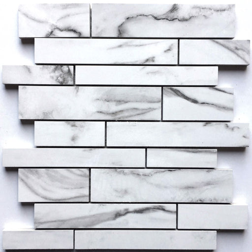 Fusion White Tru-Stone Random Strips Mosaics Porcelain Tile (12"x13") $5.55 /sq.ft