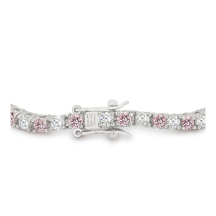 J Goodin Contemporary Fashion Style Lace Pink Silvertone Finish Cubic Zirconia Tennis Bracelet For Women