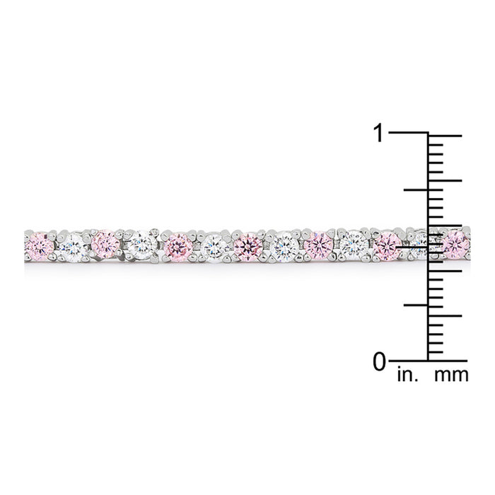 J Goodin Contemporary Fashion Style Lace Pink Silvertone Finish Cubic Zirconia Tennis Bracelet For Women