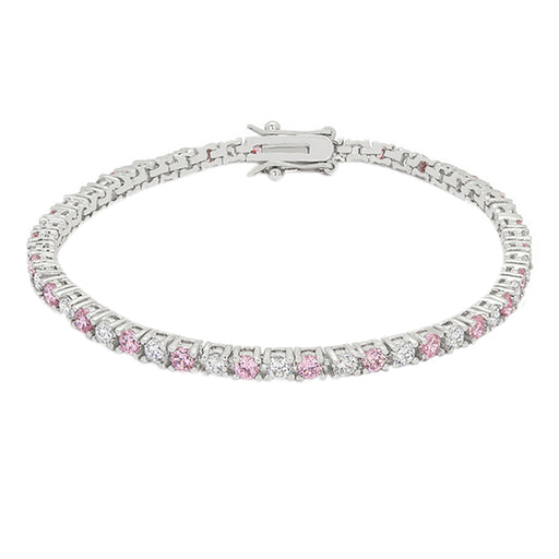 J Goodin Contemporary Fashion Style Lace Pink Silvertone Finish Cubic Zirconia Tennis Bracelet For Women