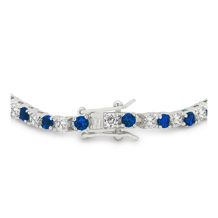 J Goodin Contemporary Fashion Style Sapphire Blue Cubic Zirconia Silvertone Finish Tennis Bracelet For Women
