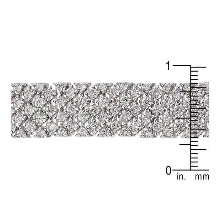 J Goodin Contemporary Fashion Style Cubic Zirconia Silvertone Finish Buckle Bracelet For Women