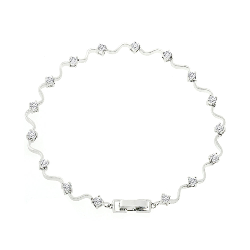 J Goodin Contemporary Fashion Style Silvertone Finish Cubic Zirconia Elegant Eternity Bracelet For Women