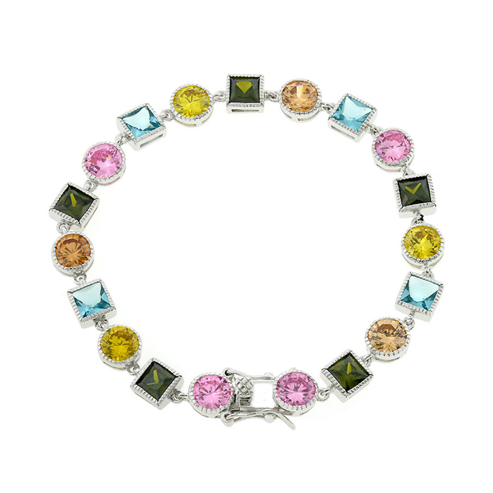 J Goodin Contemporary Fashion Style Spring Fling Cubic Zirconia Silvertone Finish Bracelet For Women
