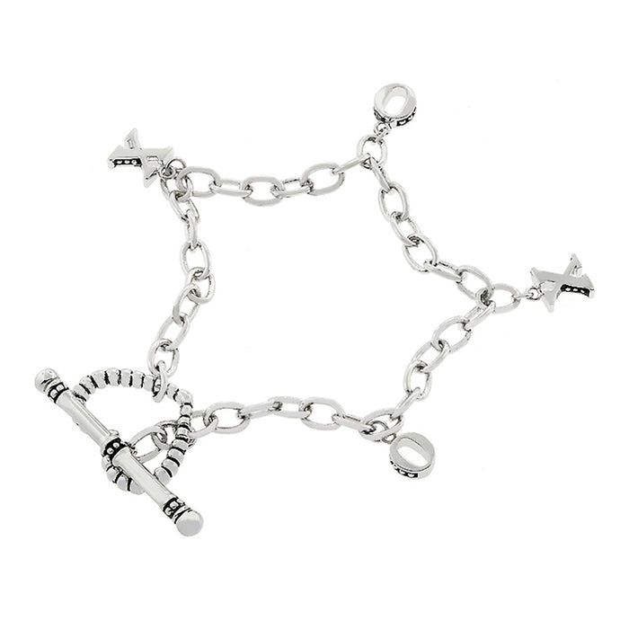 J Goodin Contemporary Fashion Style Silvertone Finish Xoxo Bracelet For Women
