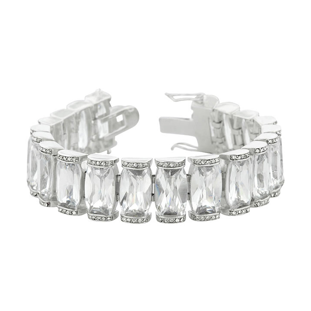 J Goodin Classic Bridal Style Cubic Zirconia Silvertone Finish Elegant Bridal Bracelet For Women