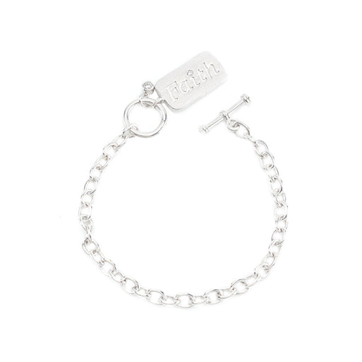 J Goodin Charm Contemporary Style Cubic Zirconia Silvertone Finish Faith Charm Bracelet For Women