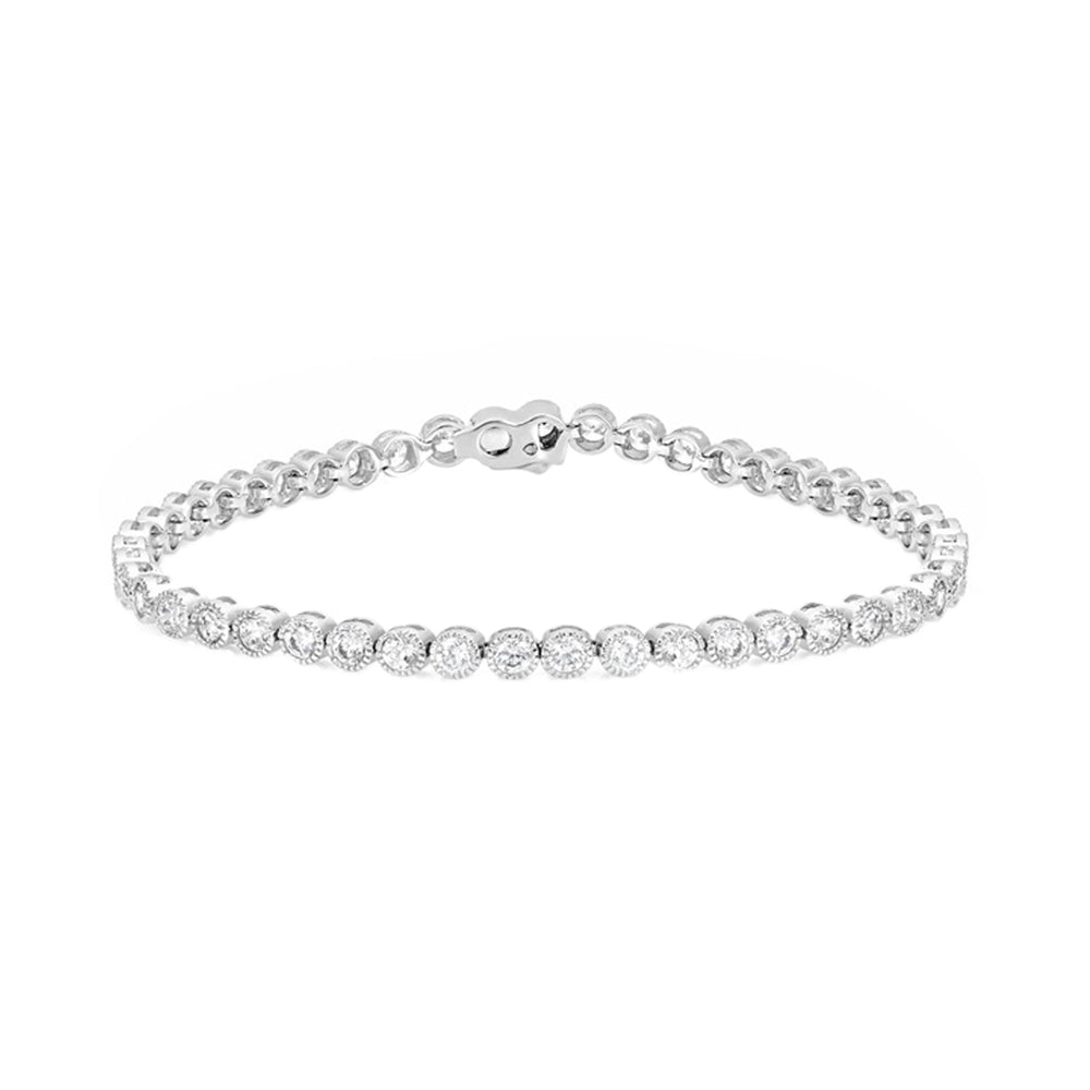 J Goodin Anniversary Bridal Wedding Style Bezel Cubic Zirconia Silvertone Tennis Bracelet