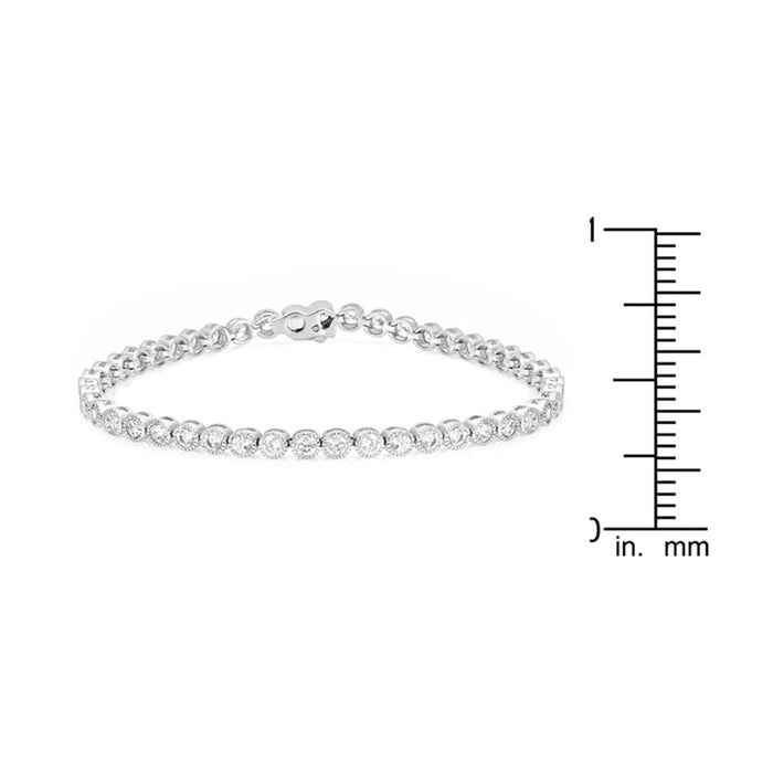 J Goodin Anniversary Bridal Wedding Style Bezel Cubic Zirconia Silvertone Tennis Bracelet