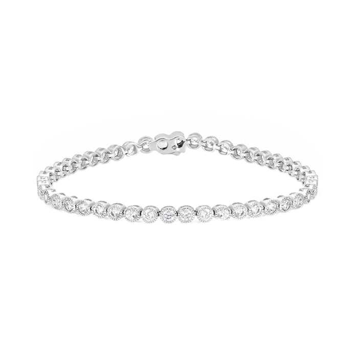 J Goodin Anniversary Bridal Wedding Style Bezel Cubic Zirconia Silvertone Tennis Bracelet