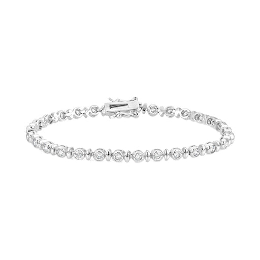 J Goodin Anniversary Bridal Wedding Style Alternating Bezel Cubic Zirconia Silvertone Finish Bracelet