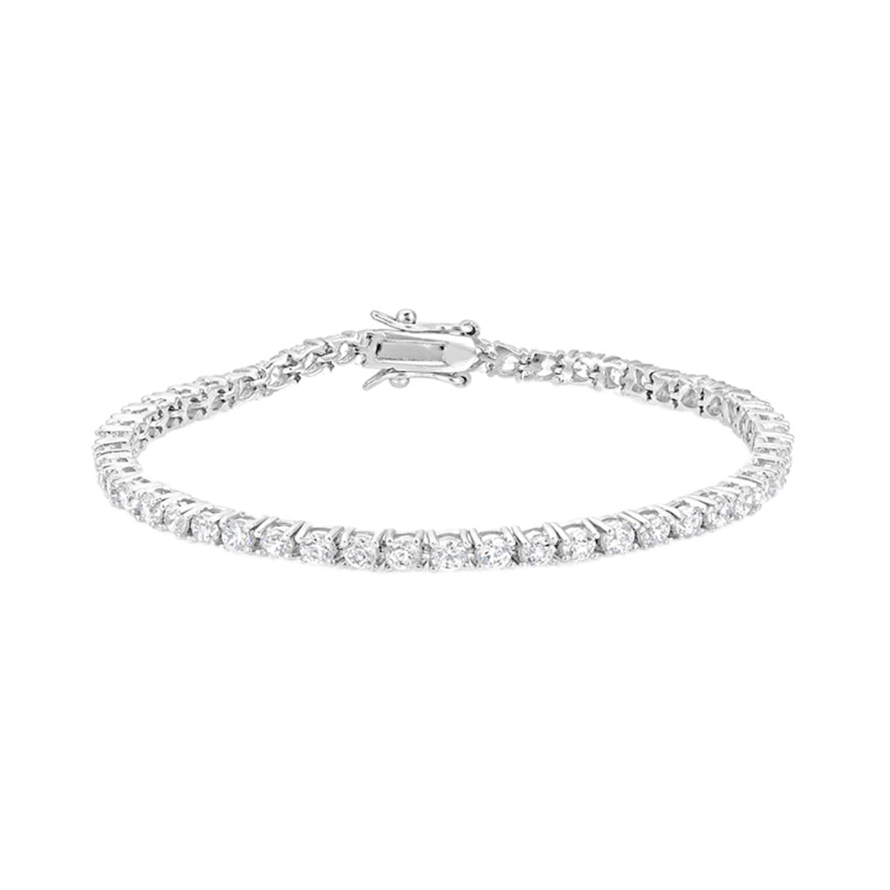 J Goodin Anniversary Bridal Wedding Style Round Cubic Zirconia Silvertone Finish Classic Tennis Bracelet