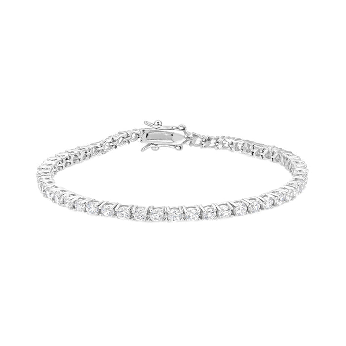 J Goodin Anniversary Bridal Wedding Style Round Cubic Zirconia Silvertone Finish Classic Tennis Bracelet