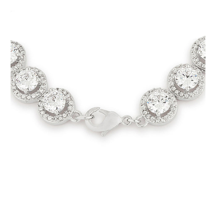 J Goodin Silvertone finish Anniversary Bridal Wedding Style Elegant Halo Edition Classic Bracelet