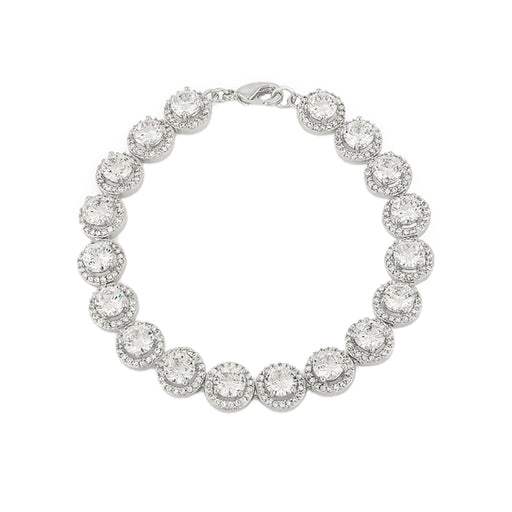 J Goodin Silvertone finish Anniversary Bridal Wedding Style Elegant Halo Edition Classic Bracelet