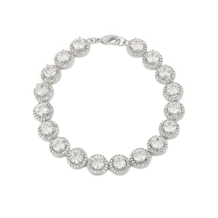 J Goodin Silvertone finish Anniversary Bridal Wedding Style Elegant Halo Edition Classic Bracelet