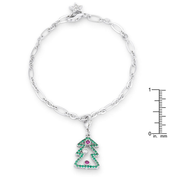 J Goodin Snowman 0.2 ct CZ Rhodium Holiday Charm Bracelet