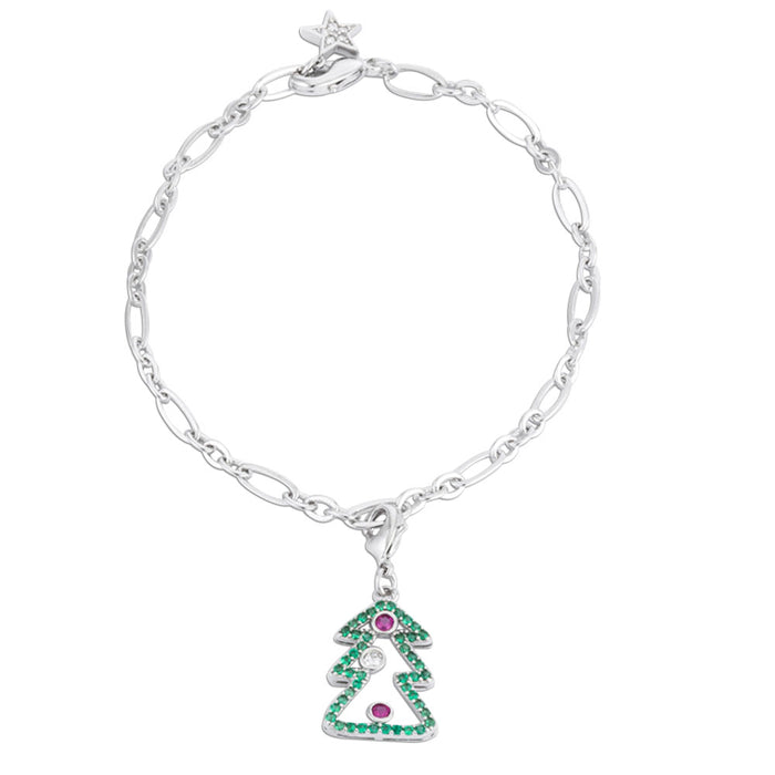 J Goodin Snowman 0.2 ct CZ Rhodium Holiday Charm Bracelet