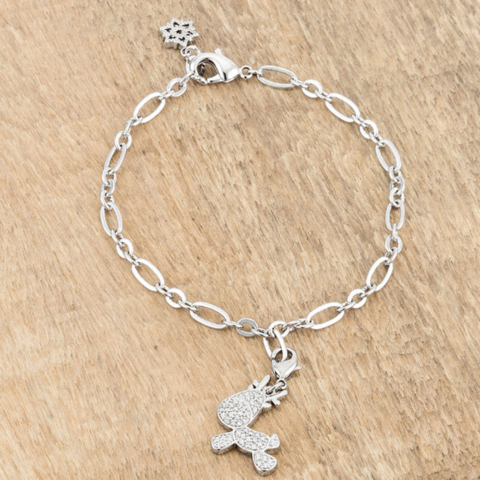 J Goodin Carol 0.8 ct CZ Rhodium Pave Disc Bracelet