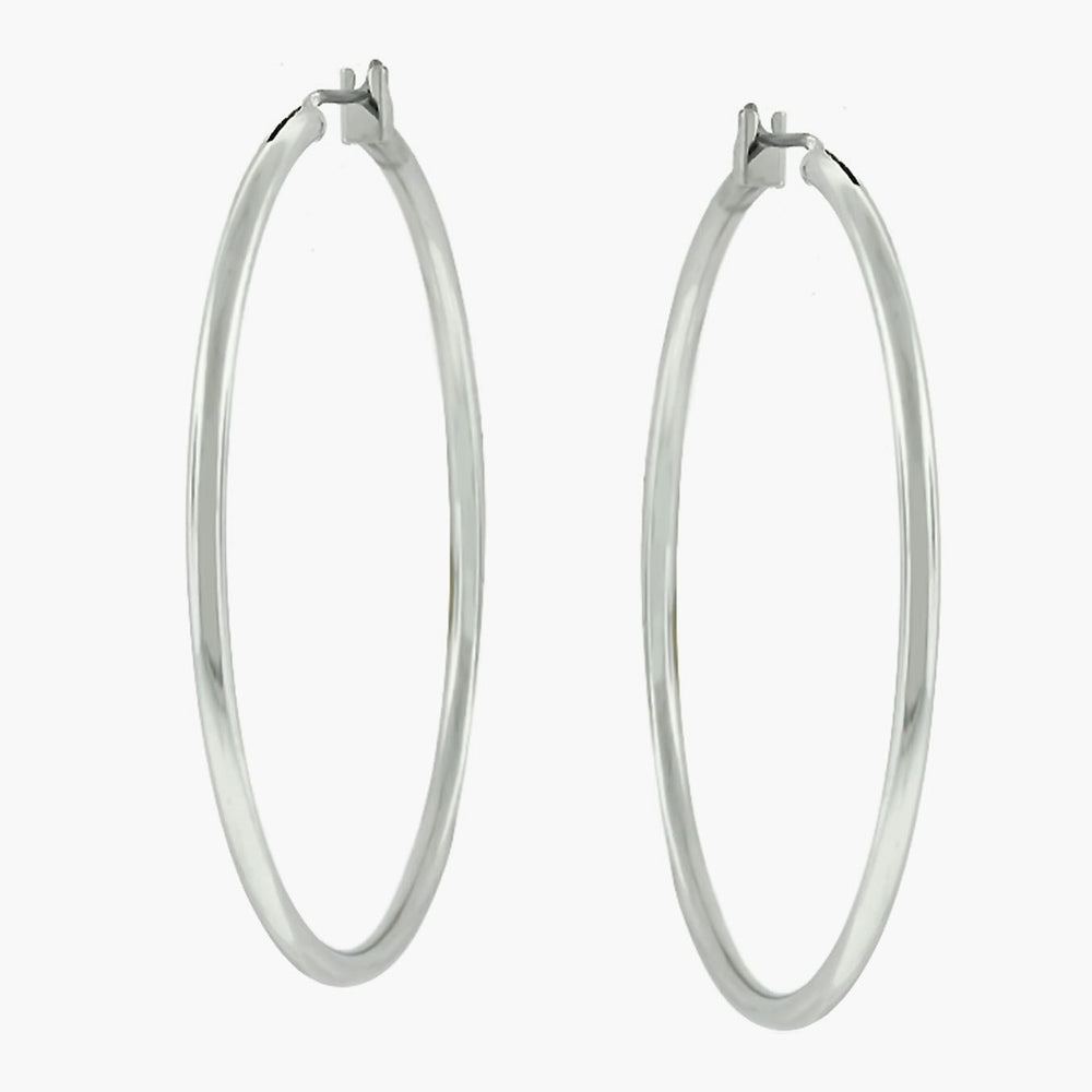 Large Silvertone Finish Hoop Earrings