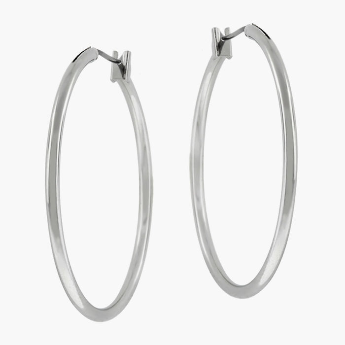 Large Silvertone Finish Hoop Earrings