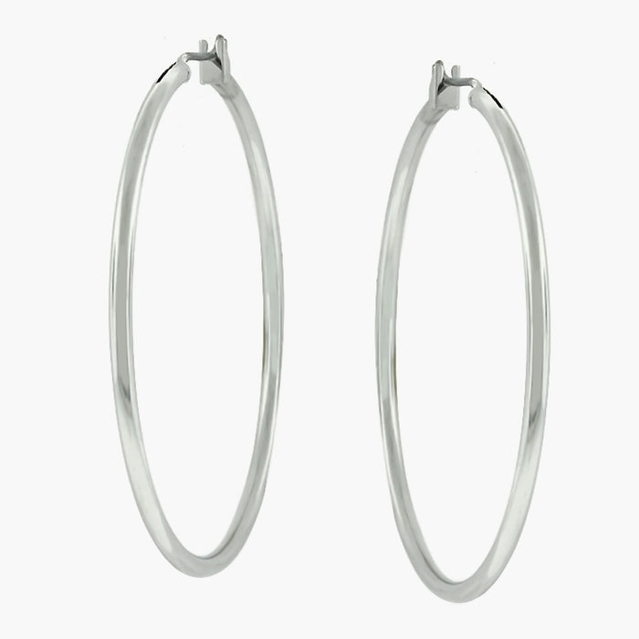 Large Silvertone Finish Hoop Earrings