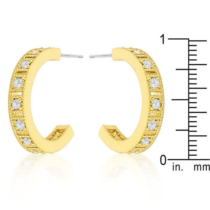 J Goodin Roma Goldtone Finish Crystal Hoop Earrings