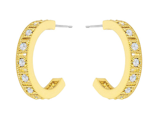 J Goodin Roma Goldtone Finish Crystal Hoop Earrings