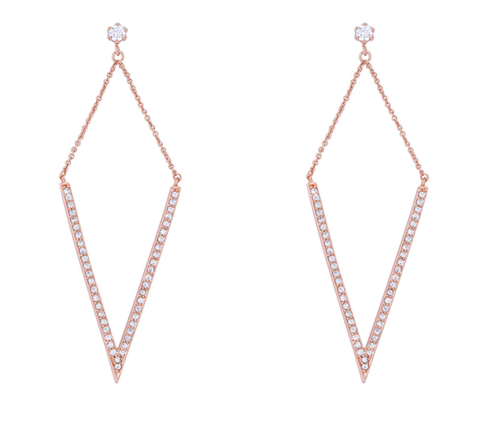 J Goodin Michelle 12ct Cz Rose Gold Delicate Pointed Drop Earrings