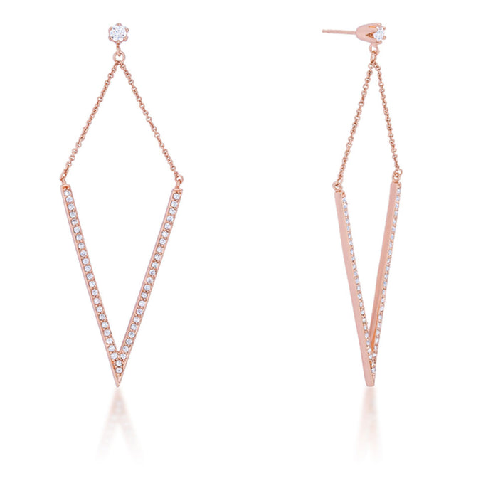 J Goodin Michelle 12ct Cz Rose Gold Delicate Pointed Drop Earrings