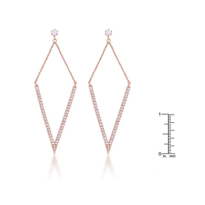 J Goodin Michelle 12ct Cz Rose Gold Delicate Pointed Drop Earrings