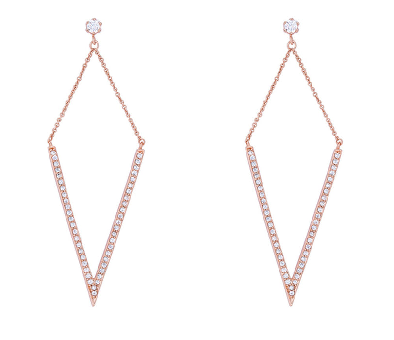 J Goodin Michelle 12ct Cz Rose Gold Delicate Pointed Drop Earrings