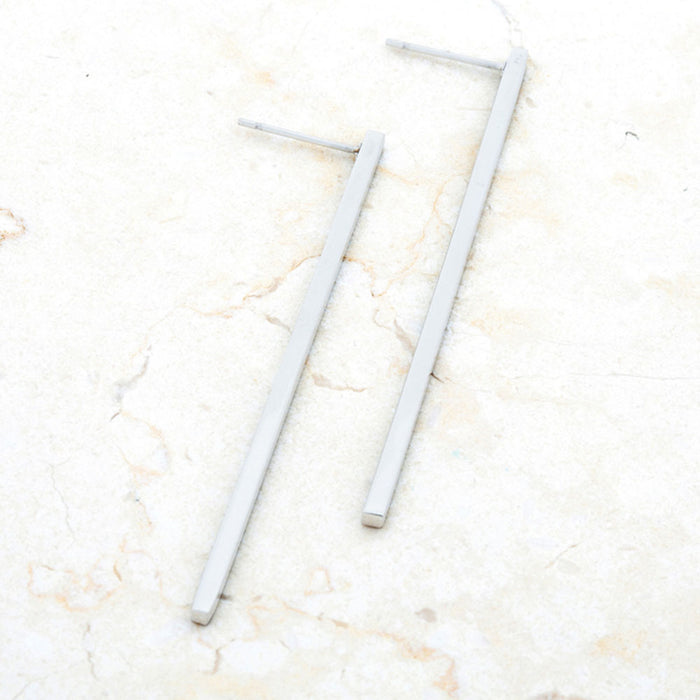 J Goodin Carolee Rhodium Stainless Steel Long Line Drop Earrings