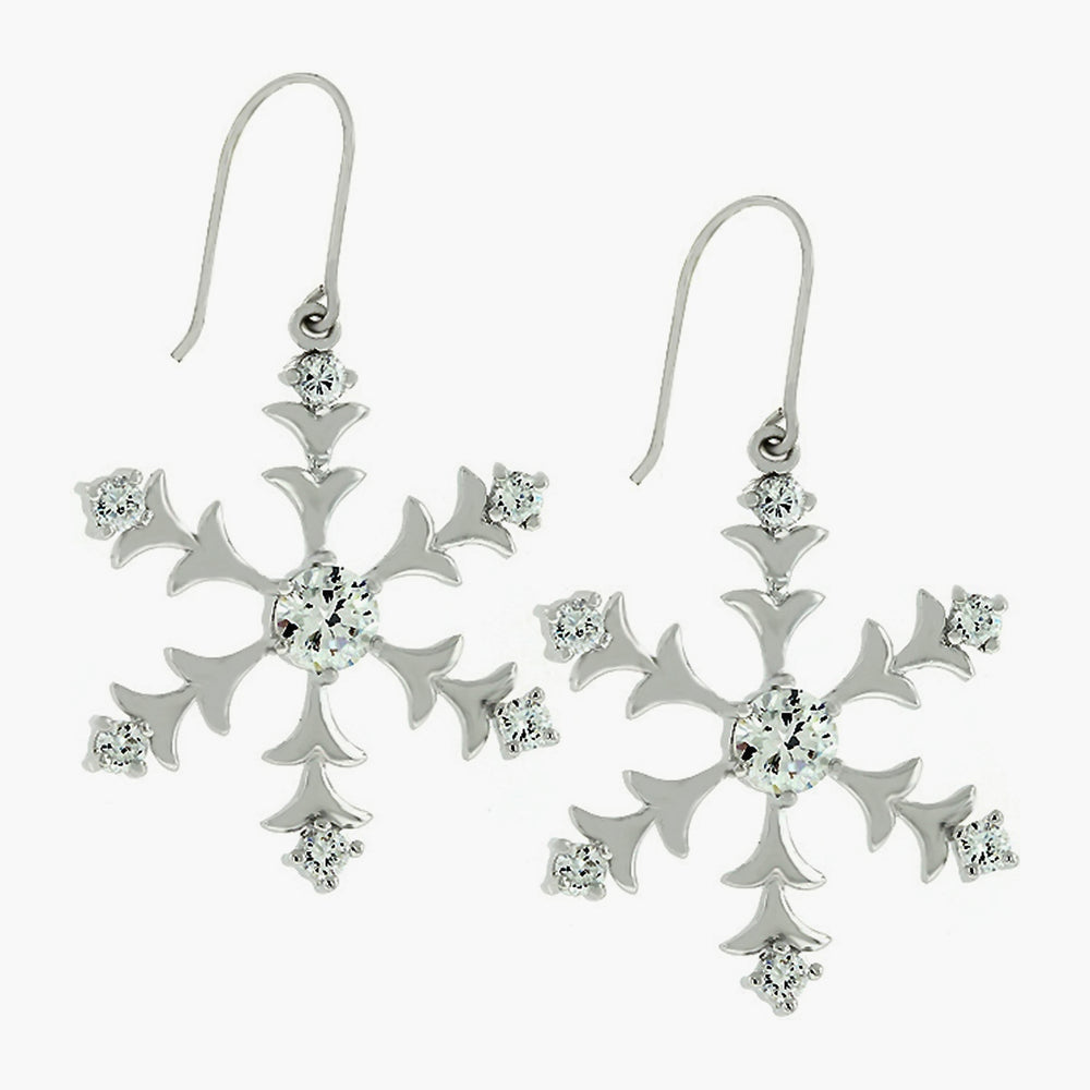 Silver Snowflake Dangle Earrings