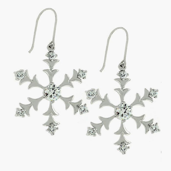 Silver Snowflake Dangle Earrings