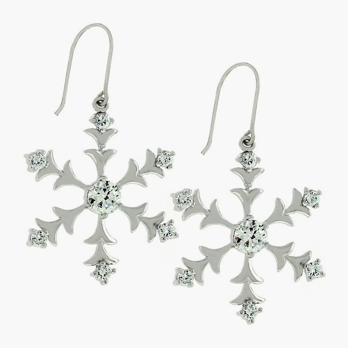 Silver Snowflake Dangle Earrings