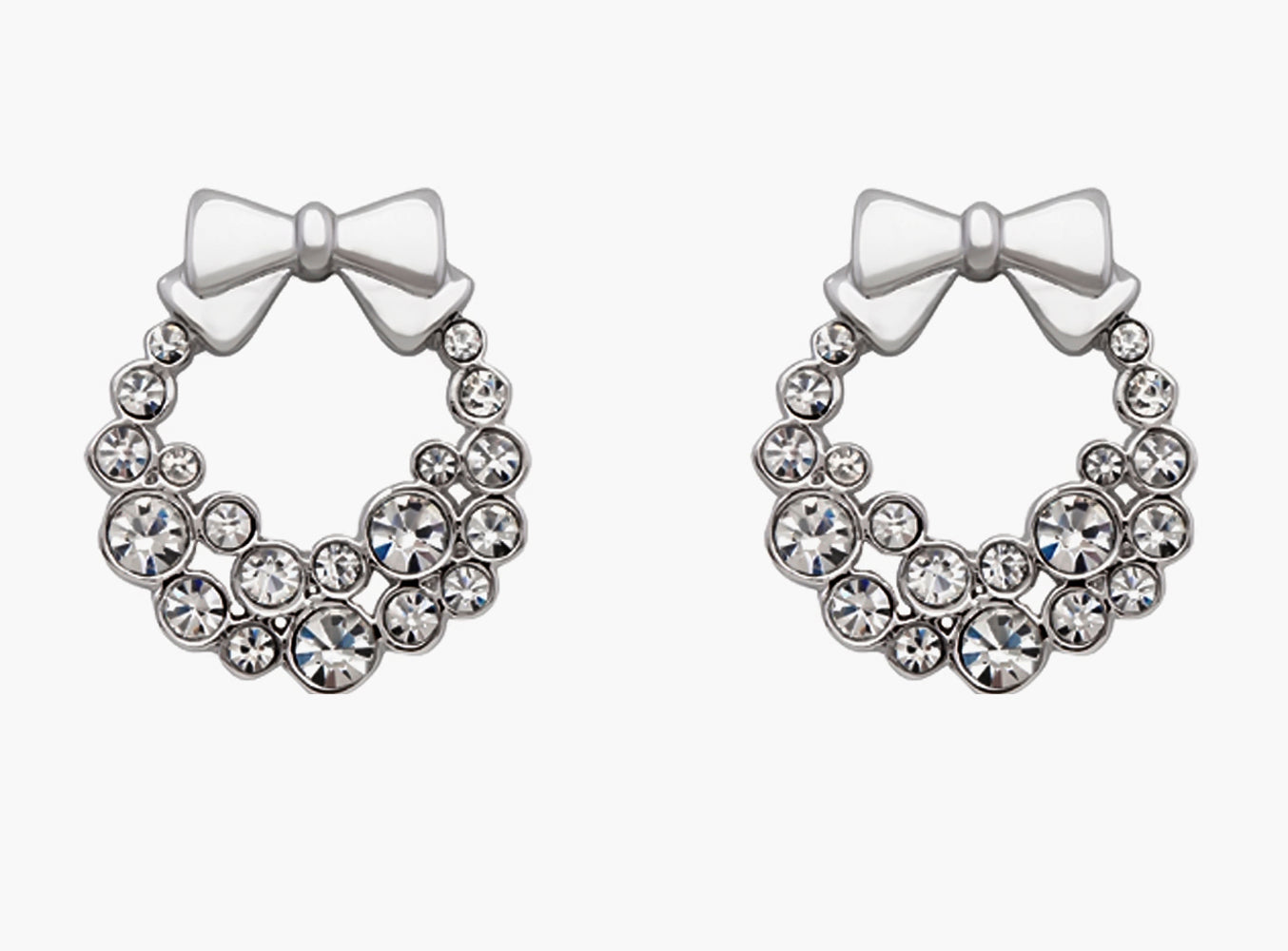 Holiday Wreath Clear Crystal Earrings