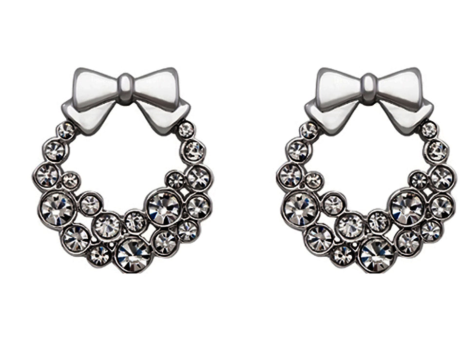 Holiday Wreath Clear Crystal Earrings