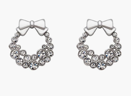 Holiday Wreath Clear Crystal Earrings