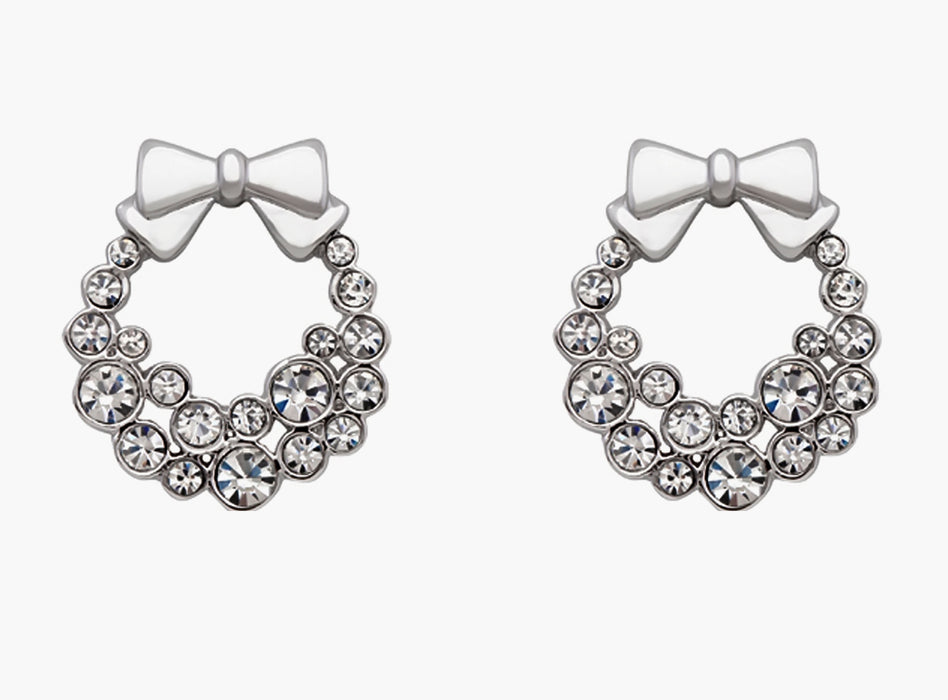Holiday Wreath Clear Crystal Earrings
