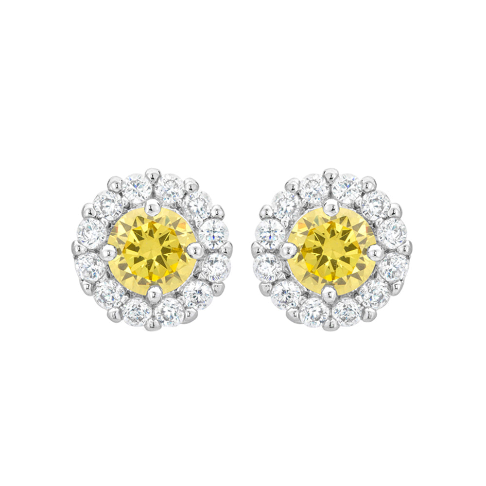 J Goodin Silvertone Finish Cubic Zirconia Anniversary Bridal Wedding Style Bella Bridal Earrings In Yellow