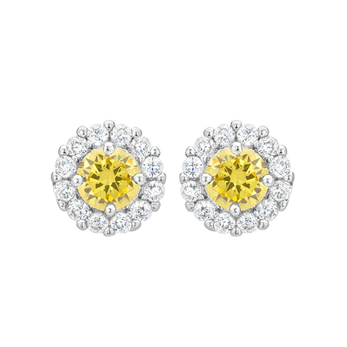 J Goodin Silvertone Finish Cubic Zirconia Anniversary Bridal Wedding Style Bella Bridal Earrings In Yellow