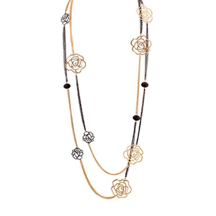 Black And Gold Rose Inspired Necklace