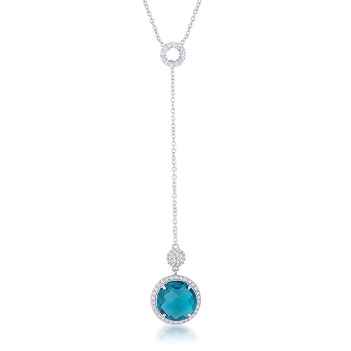 J Goodin Women Fashion Jewelry Lori 10.9ct Aqua Cz White Gold Rhodium Classic Drop Lariat Necklace