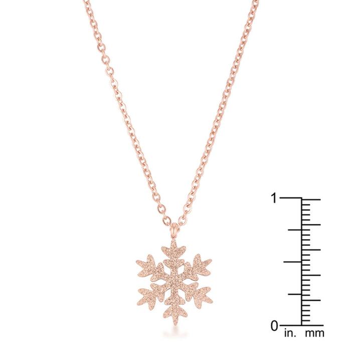 J Goodin Women Fashion Jewelry Jenna Rose Gold Stainless Steel Rose Gold Snowflake Necklace